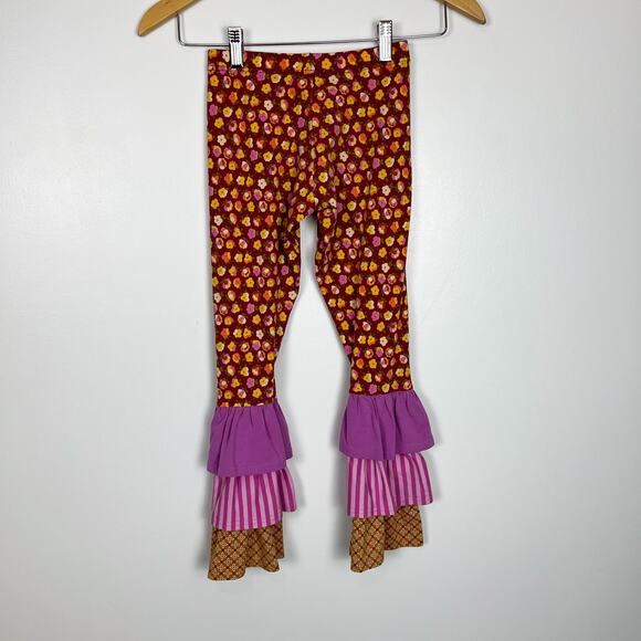 Matilda Jane Floral Striped Pattern Magician Ruffle Benny’s Leggings Size Girl 8 - Picture 5 of 7